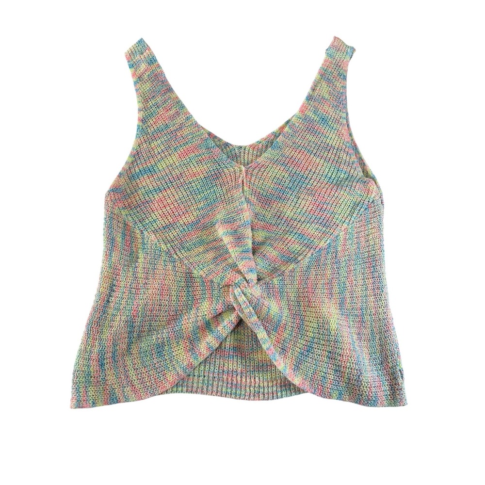 Crochet Hippie Chic Tye Dye Rainbow Festival Coachella Style Beachy Keyhole Tank - Picture 3 of 9